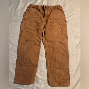 Carhartt 100071 211 Brown Double Knee Canvas Carpenter Work Pants Mens 42x29